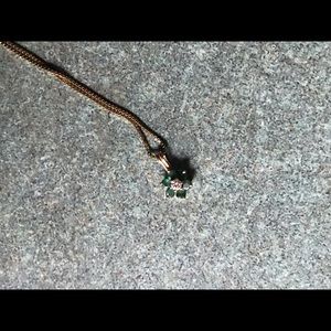 Emerald and diamond gold necklace